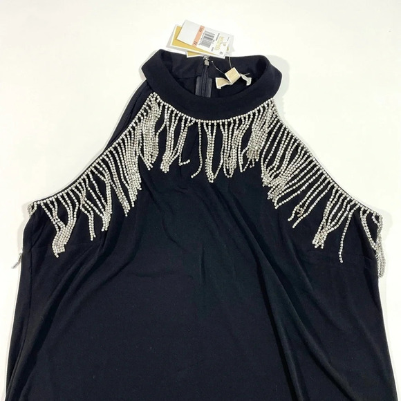 New Michael Kors Halter Neck Mini Dress Rhinestone Fringe - Picture 6 of 8